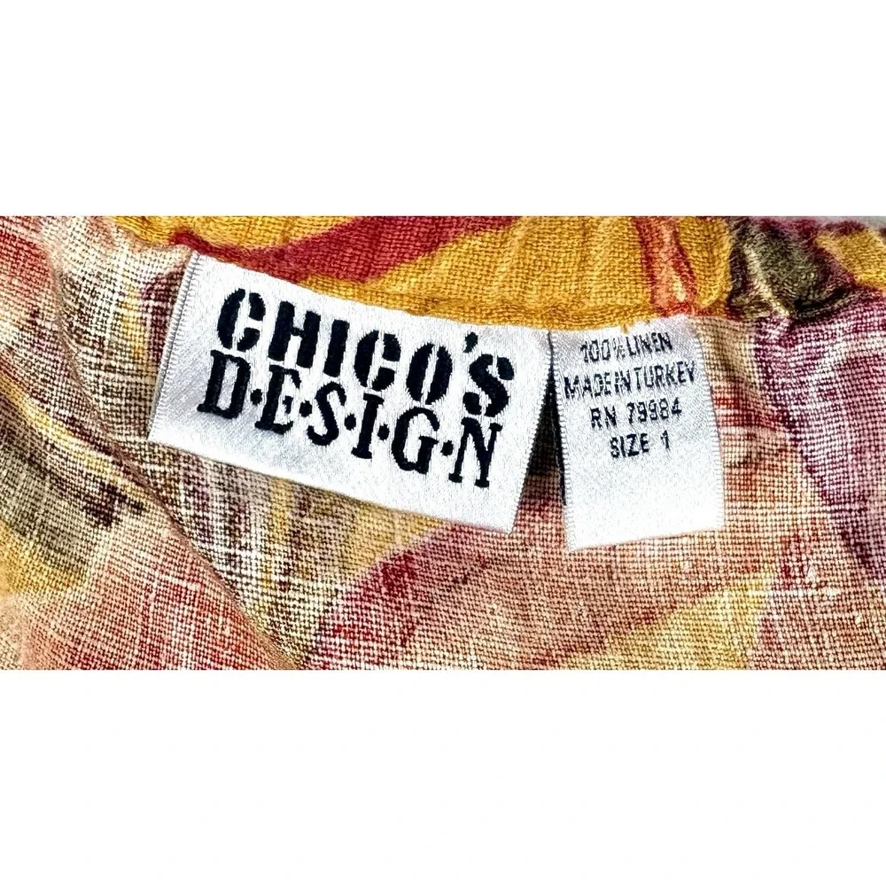 Vintage 90's Chico's Botanical Linen Wrap Skirt Resort Quiet Luxury Size 1 Sz M